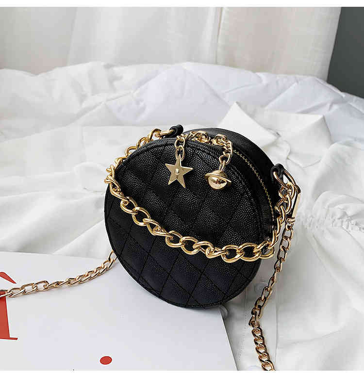 Mini luxury designer chain strap leather crossbody bag round for travel(图15)