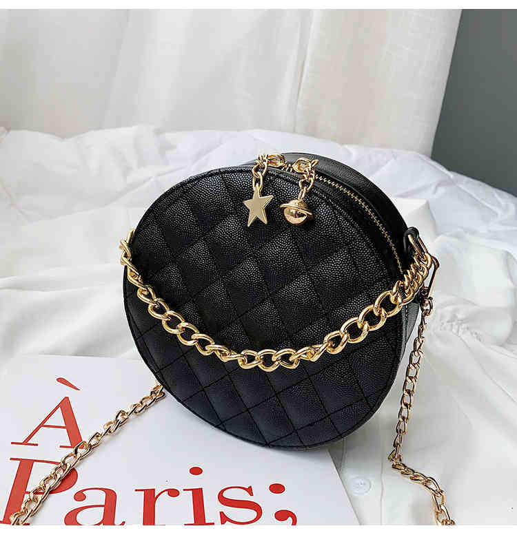 Mini luxury designer chain strap leather crossbody bag round for travel(图19)