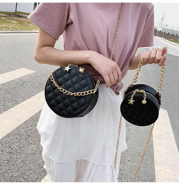 Mini luxury designer chain strap leather crossbody bag round for travel(图26)
