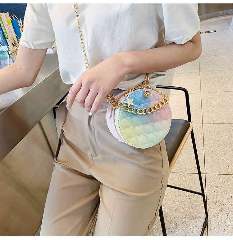 Mini luxury designer chain strap leather crossbody bag round for travel(图24)