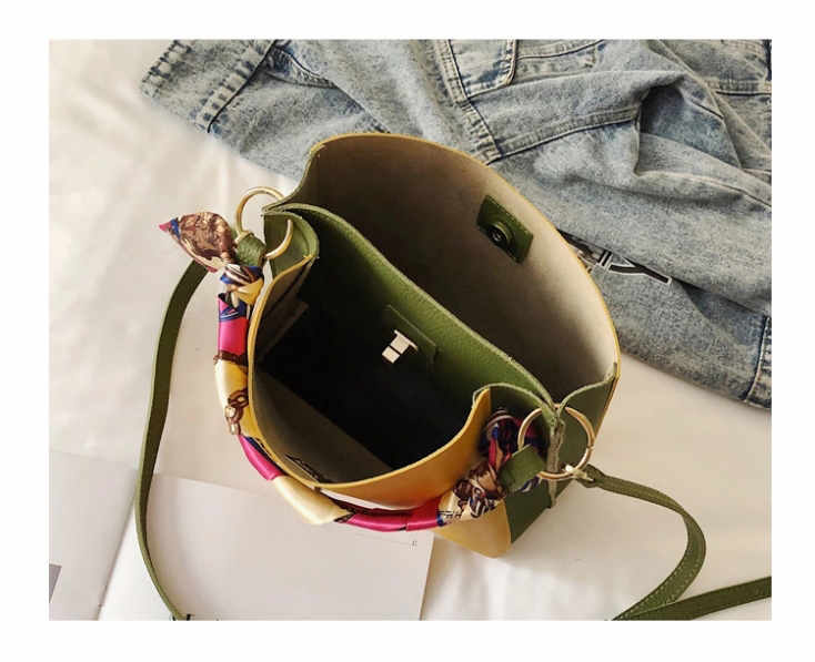 Fashion womens bucket silk scarf handbag PU shoulder bag (图17)
