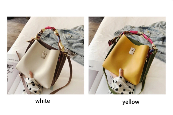 Fashion womens bucket silk scarf handbag PU shoulder bag (图9)