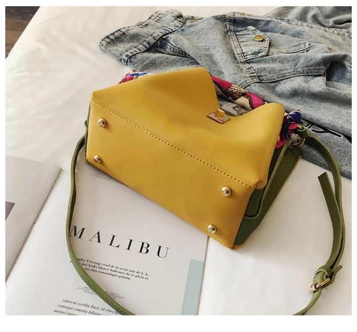 Fashion womens bucket silk scarf handbag PU shoulder bag (图20)