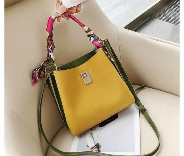 Fashion womens bucket silk scarf handbag PU shoulder bag (图24)