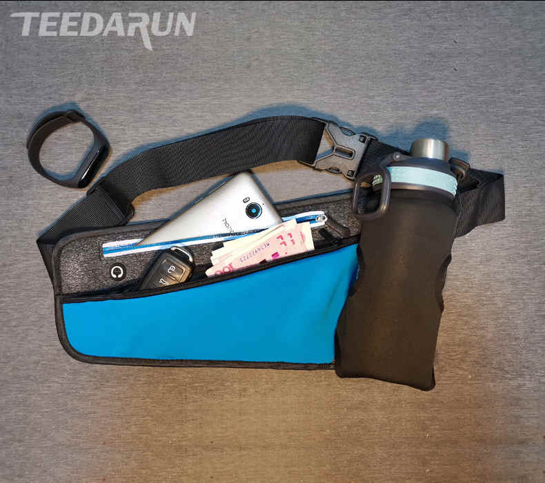 Waterproof designer black nylon crossbody hydration waist pack bottle holder for running(图2)