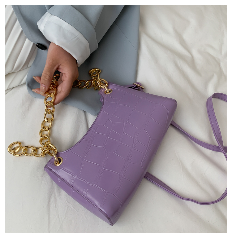 2020 luxury gold chain green purple organizer crossbody handbags leather(图5)