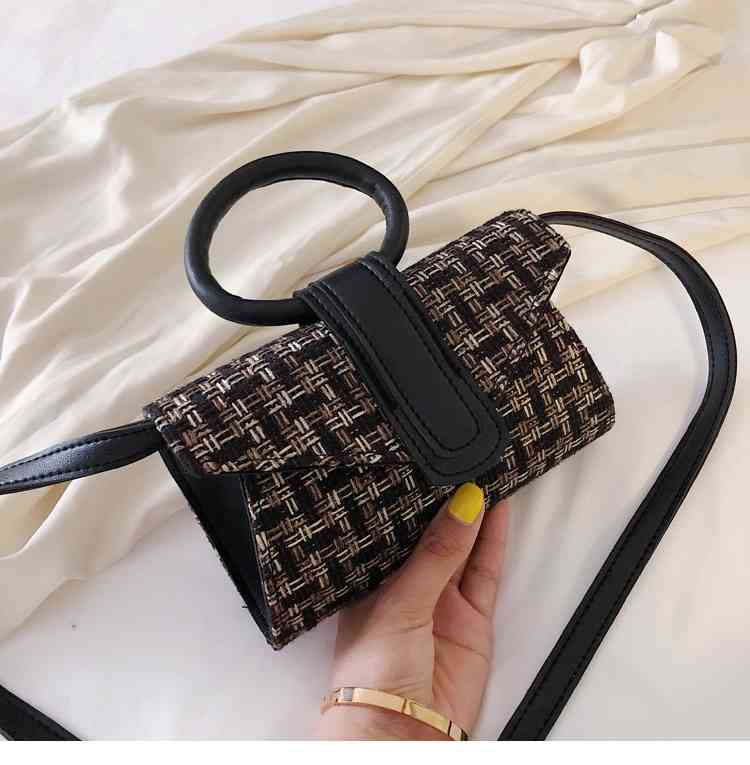 Fashion designer leather chain woolen cloth cross shoulder handbags shoulder crossbody handbag(图5)