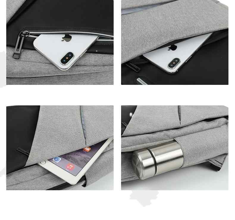 Business men reflective strip shoulder laptop backpack with USB charging port (图6)