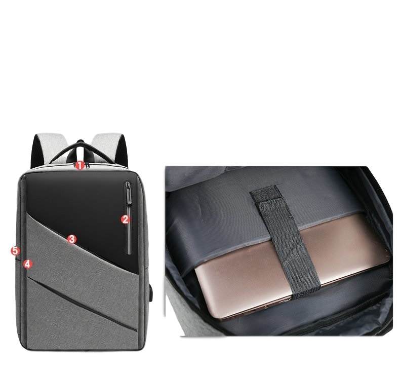 Business men reflective strip shoulder laptop backpack with USB charging port (图5)