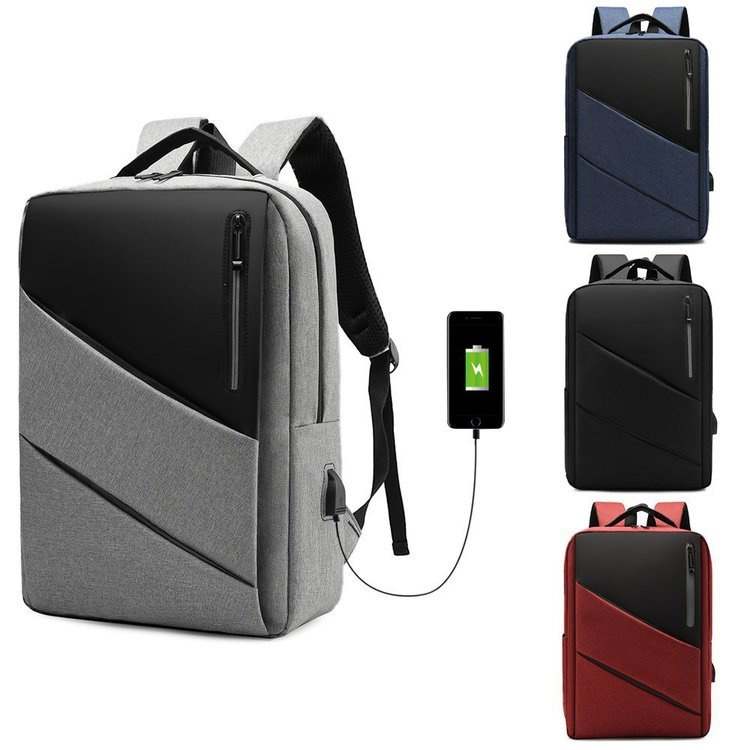 Business men reflective strip shoulder laptop backpack with USB charging port (图7)
