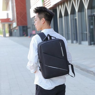 Business men reflective strip shoulder laptop backpack with USB charging port (图12)