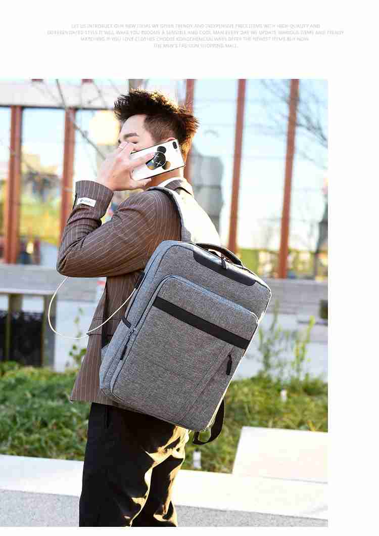 Men business briefcase oxford 15 15.6 USB laptop backpack (图15)