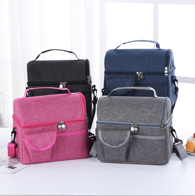 Double layer cationic yarn-dyed insulation lunch cooler diaper mommy backpack(图1)