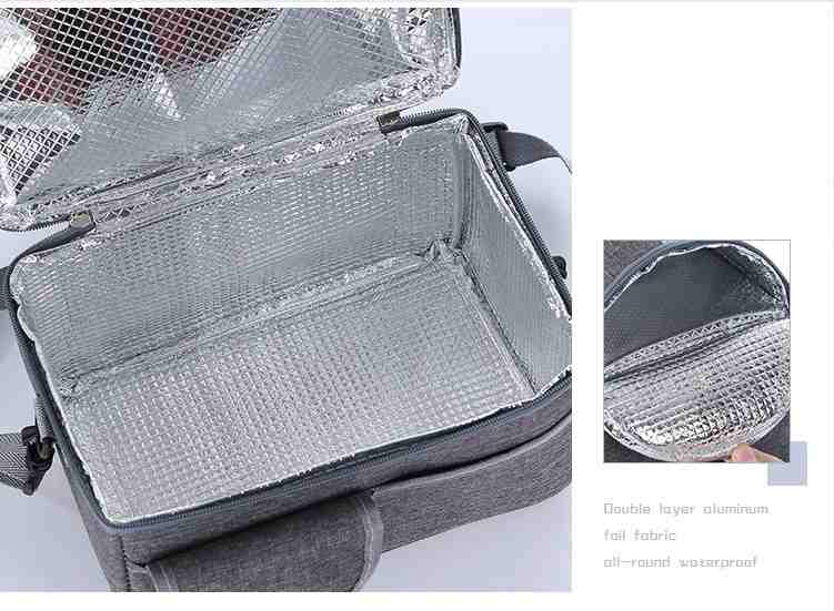 Double layer cationic yarn-dyed insulation lunch cooler diaper mommy backpack(图7)