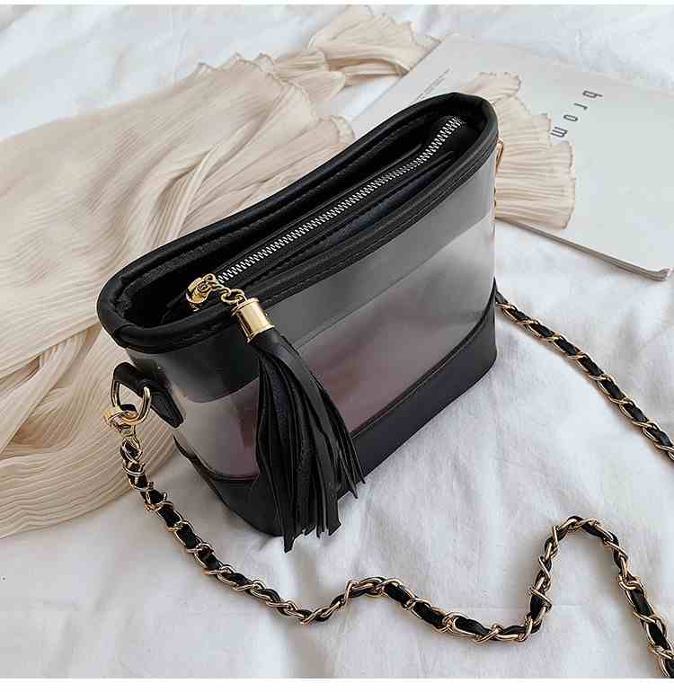 New transparent jelly pu leather crossbody bag for ladies girl(图1)