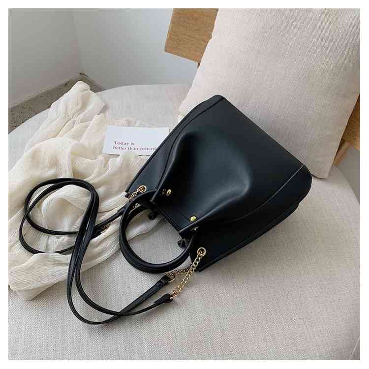 Ladies pu leather crossbody shoulder handbag with golden chain(图10)