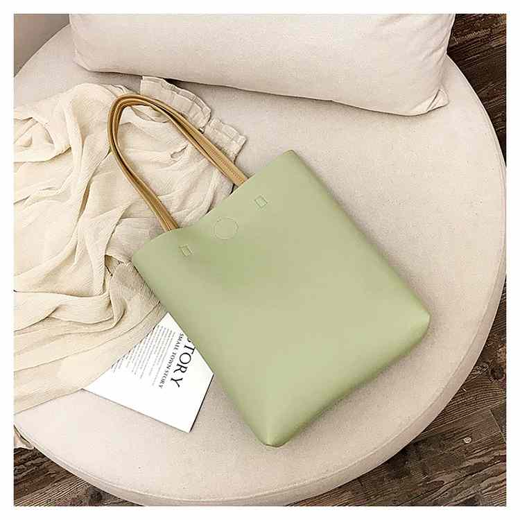 Ladies pu leather shoulder tote bag with magnetic button closure(图5)