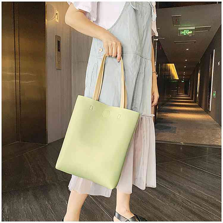 Ladies pu leather shoulder tote bag with magnetic button closure(图9)