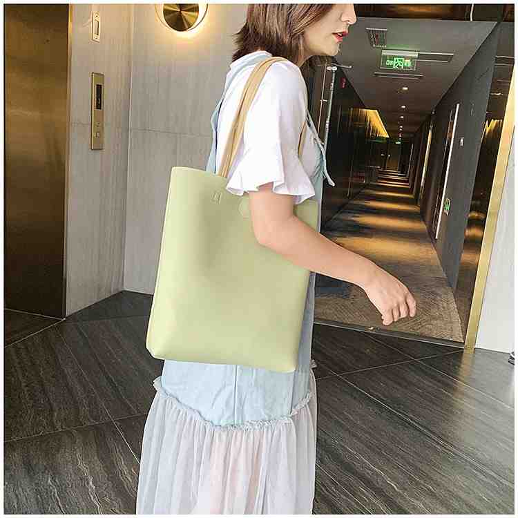 Ladies pu leather shoulder tote bag with magnetic button closure(图8)