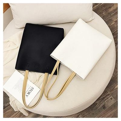 Ladies pu leather shoulder tote bag with magnetic button closure(图3)