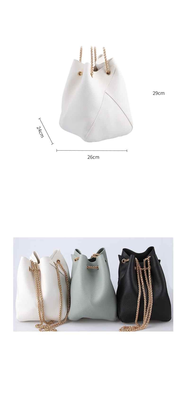 Fashion lady shoulder tote bucket bag with golden chain(图1)