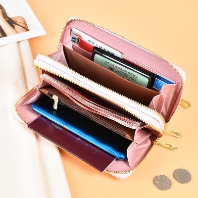 Cute leather coin wallet purse with double zipper(图1)