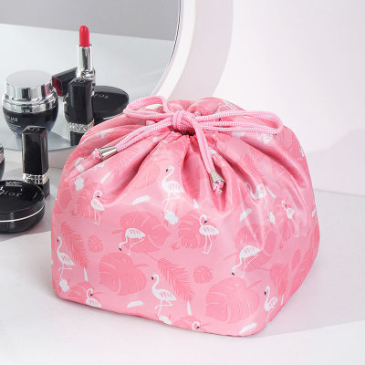Round waterproof foldable drawstring wash makeup storage bag(图5)