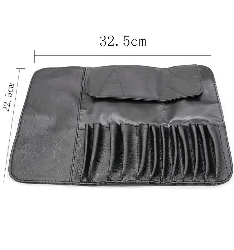Foldable 10 12 15 slot pu leather travel makeup brush pouch(图3)