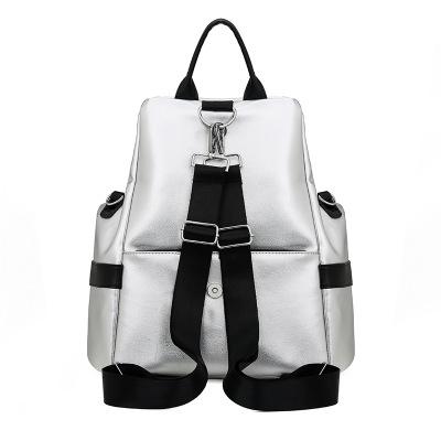 New shinny silver soft pu leather school backpack (图4)