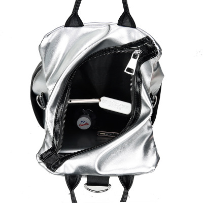 New shinny silver soft pu leather school backpack (图2)