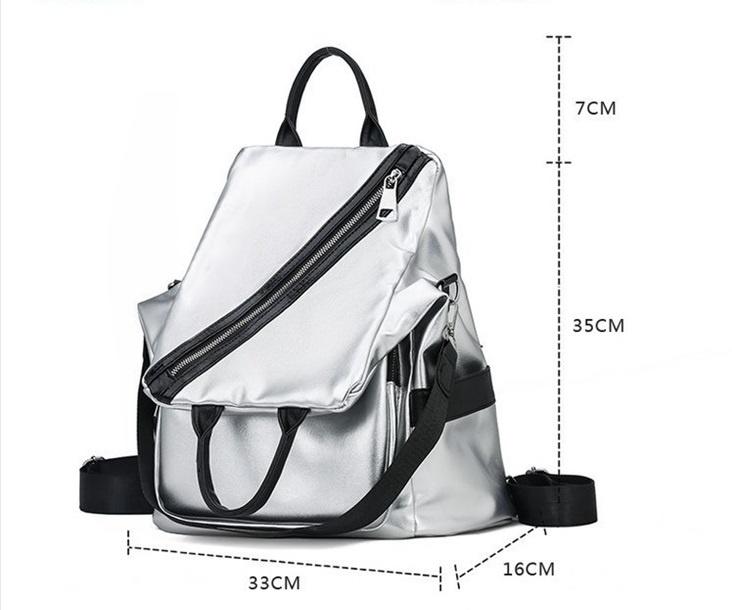 New shinny silver soft pu leather school backpack (图17)