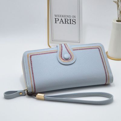 Long style 2 folded pu leather wallet purse for ladies girl(图1)