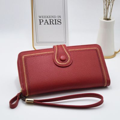Long style 2 folded pu leather wallet purse for ladies girl(图6)