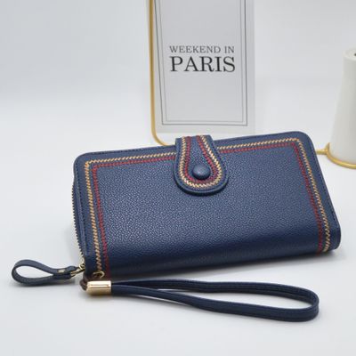 Long style 2 folded pu leather wallet purse for ladies girl(图4)