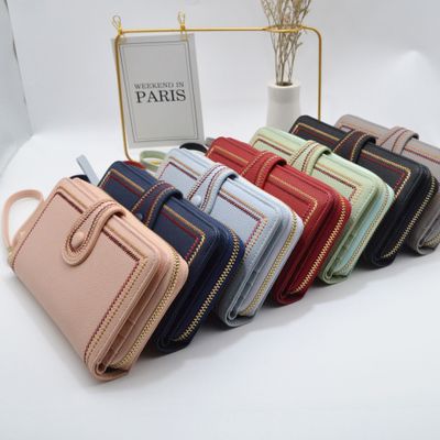 Long style 2 folded pu leather wallet purse for ladies girl(图8)