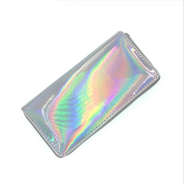 Wholesale long style 2 folded holographic wallet purse(图2)