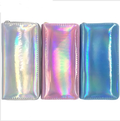 Wholesale long style 2 folded holographic wallet purse(图5)