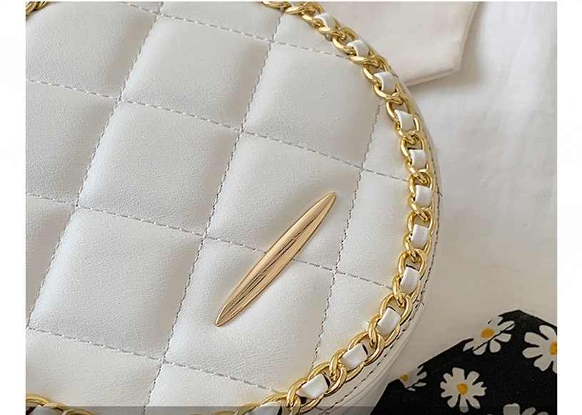 New round women leather crossbody bag with golden chain(图9)