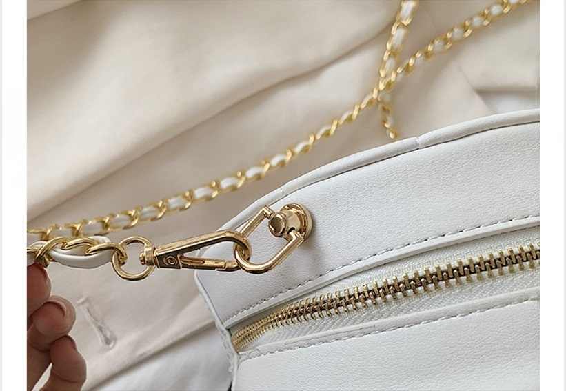 New round women leather crossbody bag with golden chain(图7)