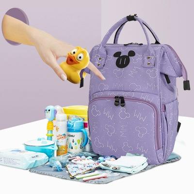Waterproof double back USB mommy backpack with side tissue paper pocket(图1)