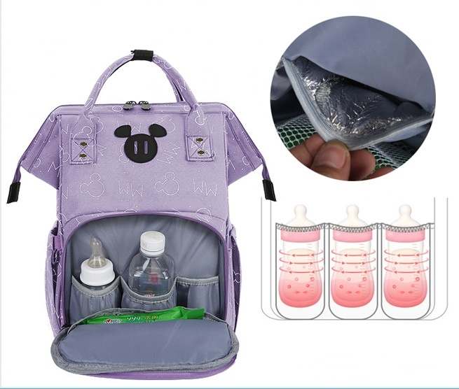 Waterproof double back USB mommy backpack with side tissue paper pocket(图5)
