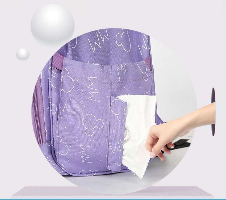 Waterproof double back USB mommy backpack with side tissue paper pocket(图7)
