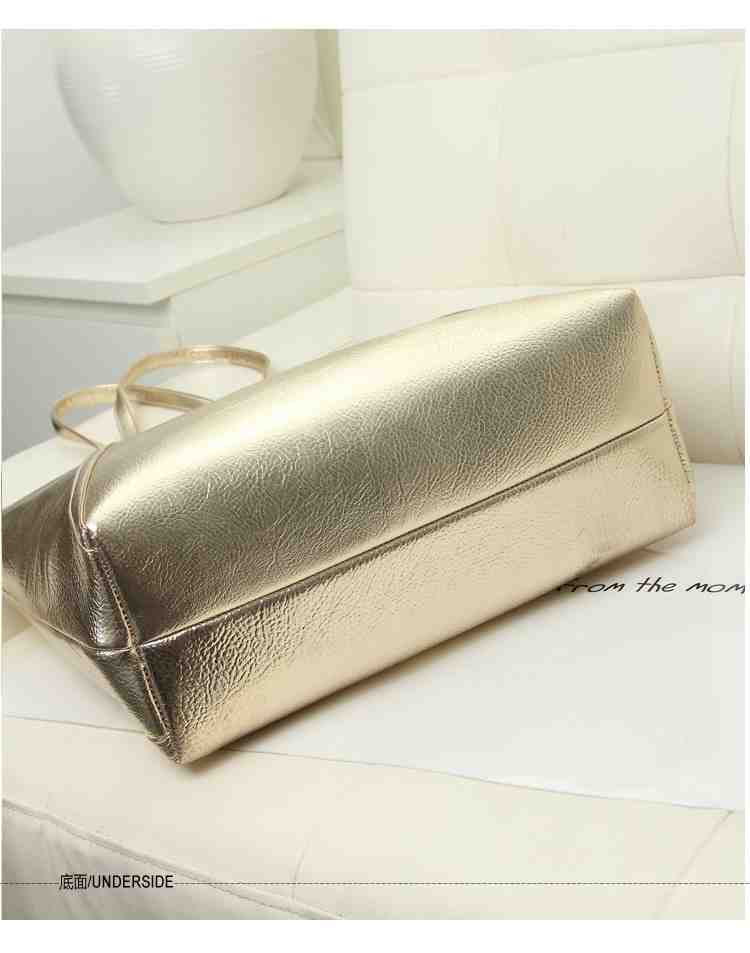 Wholesale golden silver leather tote handbag with zipper(图4)