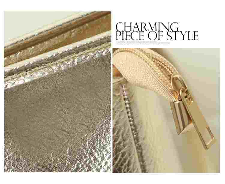 Wholesale golden silver leather tote handbag with zipper(图7)