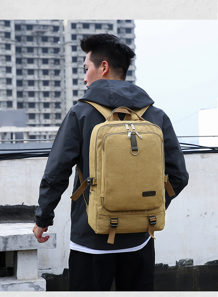 Custom Men Canvas Hiking Backpack Laptop Backpack With Large Capacity(图1)
