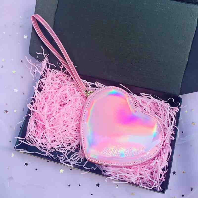 Holographic heart shape leather coin wallet purse(图3)